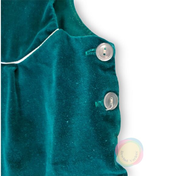 Vintage Cradle Togs Teal Velvet Elephant Romper 6-9M - Picture 4 of 12
